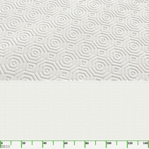 Tischschoner Tischmolton Weiß mit Muster Tischpolster 2,2mm Vliesrücken Meterware 20m