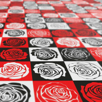 abwaschbare Tischdecke Rosen PopArt American Retro Style Rot Schwarz Weiß  Wachstuch Wachstuchtischdecke