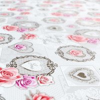 Wachstuchtischdecke abwaschbare Tischdecke Wachstuch Antik Rosa Romantik Grau