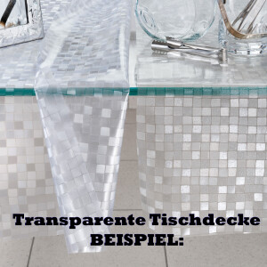 Durchsichtige Tischdecke Karo Groß 0,2 mm Halb-Transparent Glasklar, transparent