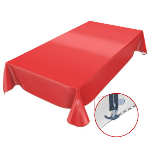 Uni Rot Einfarbig 200x140cm Wachstuch Tischdecke eingefasst