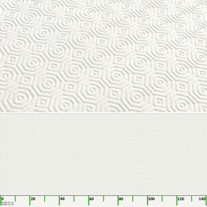 Tischschoner Tischmolton Molton Weiß mit Muster Tischpolster Tischdeckenunterlage Polyester Rücken 2mm Meterware 20m