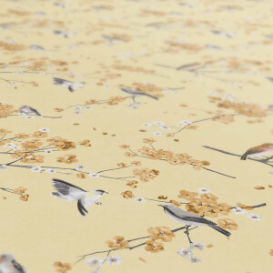 Tischdecke Wachstuch Sakura Vögel Blüten Beige pflegeleicht abwaschbar Wachstuchtischdecke