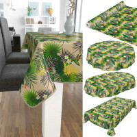 Tischdecke Wachstuch Tropische Palmen Blätter Grün pflegeleicht abwaschbar Wachstuchtischdecke