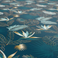 Tischdecke Wachstuch Tropic Palme Blätter Blau 140x160 cm pflegeleicht