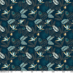 Tischdecke Wachstuch Tropic Palme Blätter Blau 140x220 cm pflegeleicht