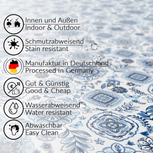 Tischdecke Fliese Mosaik Blau pflegeleicht abwaschbar Wachstuch Wachstuchtischdecke