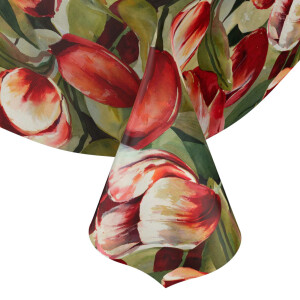 Tischdecke Wachstuch Tulpen Frühling Rot 140x100 cm...