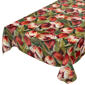 Tischdecke Wachstuch Tulpen Frühling Rot 140x220 cm...