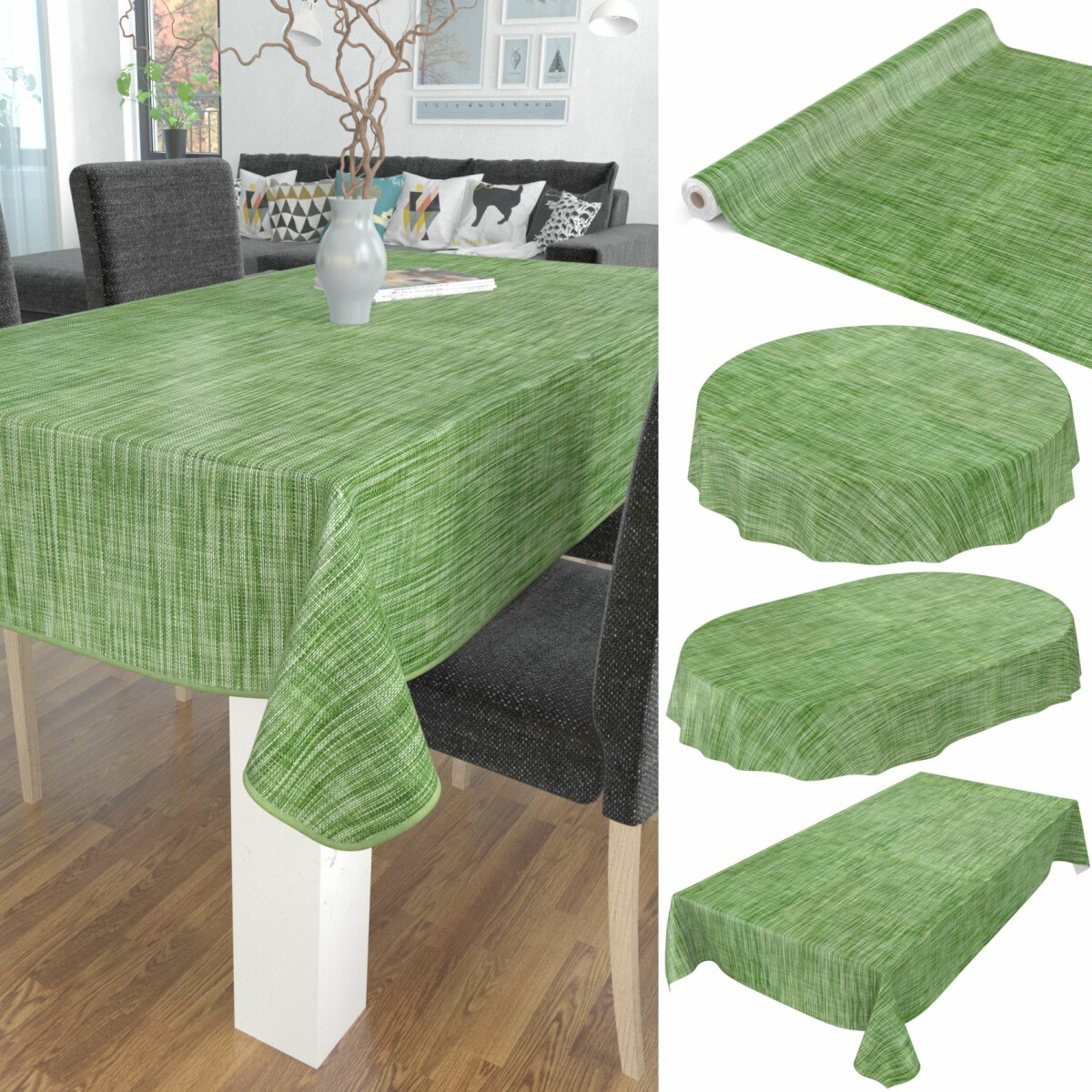 Wachstuchtischdecke - Leinenoptik Grün | Tischdecken