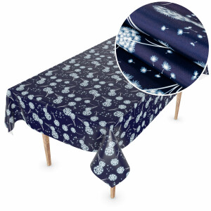 Wachstuchtischdecke Tischdecke abwaschbar Wachstischdecke Gartischdecke Pusteblume Blau Outdoor Tischdecke