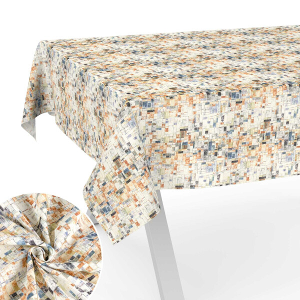 Tischdecke Stoff Tischwäsche Textil abwaschbar Tischtuch Baumwolle Polyester Holzmosaik Outdoor Tischdecke