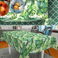 Tischdecke Stoff Tischwäsche Textil abwaschbar Tischtuch Baumwolle Polyester Palmen Outdoor Tischdecke