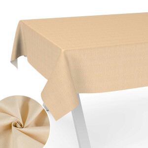 Tischdecke Stoff Tischwäsche Textil abwaschbar Tischtuch Baumwolle Polyester Beige Outdoor Tischdecke