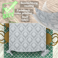 Stoff Tischdecke Textil Meterware Tischtuch Baumwolle Polyester Premium Jacquard Ornament Barock Grau Outdoor Tischdecke