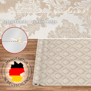 Stoff Tischdecke Textil Meterware Tischtuch Baumwolle Polyester Premium Jacquard Ornament Barock Beige Outdoor Tischdecke