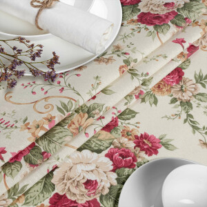 Tischdecke Stoff Tischwäsche Textil abwaschbar Tischtuch Baumwolle Polyester Roses Outdoor Tischdecke
