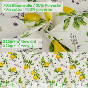 Tischdecke Stoff Tischwäsche Textil abwaschbar Tischtuch Baumwolle Polyester Lemon Outdoor Tischdecke