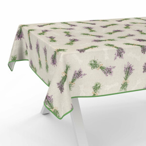 Tischdecke Stoff Tischwäsche Textil abwaschbar Tischtuch Baumwolle Polyester Lavender Beige Outdoor Tischdecke