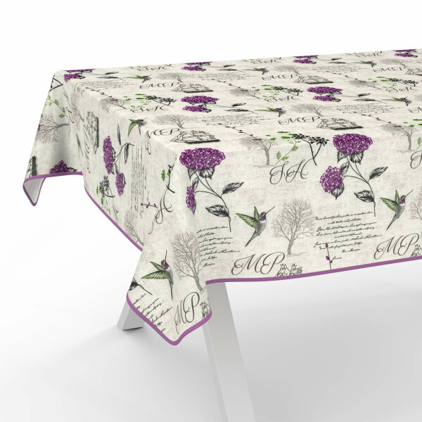 Tischdecke Stoff Tischwäsche Textil abwaschbar Tischtuch Baumwolle Polyester Hydrangea Purple Outdoor Tischdecke