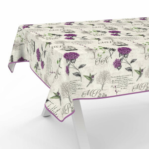 Tischdecke Stoff Tischwäsche Textil abwaschbar Tischtuch Baumwolle Polyester Hydrangea Purple Outdoor Tischdecke