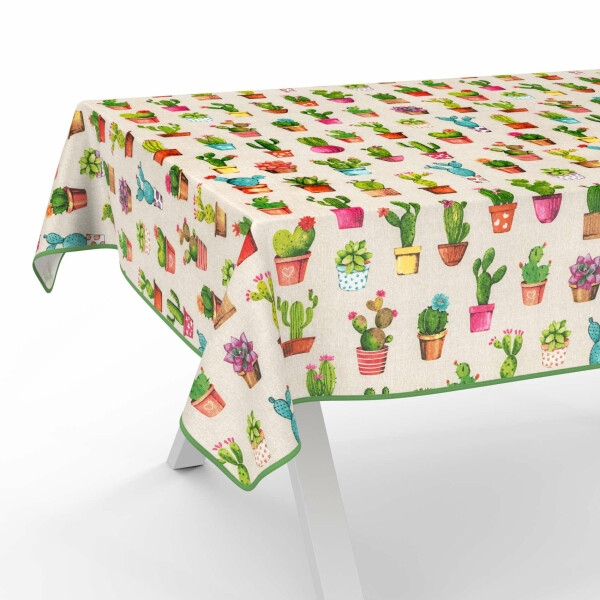 Tischdecke Stoff Tischwäsche Textil abwaschbar Tischtuch Baumwolle Polyester Cactus Outdoor Tischdecke