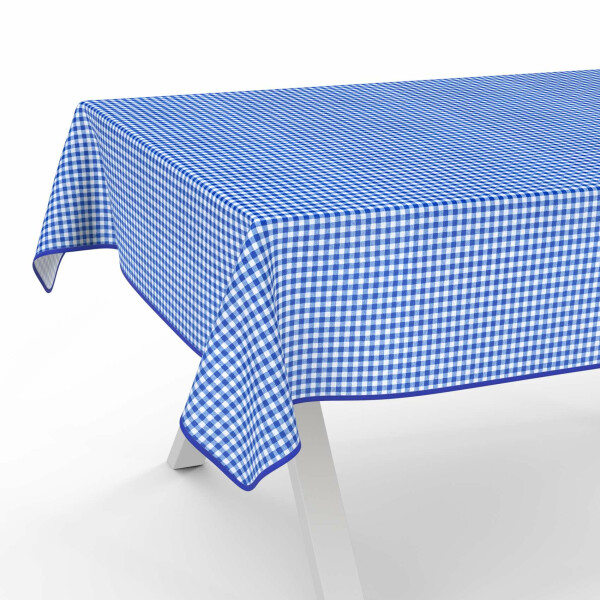 Tischdecke Stoff Tischwäsche Textil abwaschbar Tischtuch Baumwolle Polyester Vichy Blue Outdoor Tischdecke