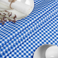Tischdecke Stoff Tischwäsche Textil abwaschbar Tischtuch Baumwolle Polyester Vichy Blue Outdoor Tischdecke
