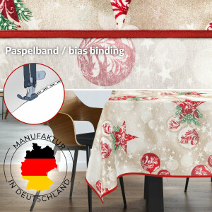 Tischdecke Stoff Tischwäsche Textil abwaschbar Tischtuch Baumwolle Polyester Christmas Red Outdoor Tischdecke