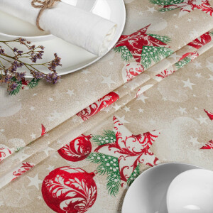 Tischdecke Stoff Tischwäsche Textil abwaschbar Tischtuch Baumwolle Polyester Christmas Red Outdoor Tischdecke