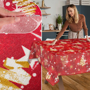 Tischdecke Stoff Tischwäsche Textil abwaschbar Tischtuch Baumwolle Polyester Christmas Beige Outdoor Tischdecke
