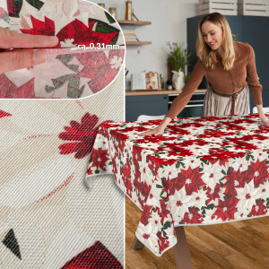 Tischdecke Stoff Tischwäsche Textil abwaschbar Tischtuch Baumwolle Polyester Christmas Flower Outdoor Tischdecke
